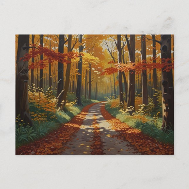Autumn Golden WayPostcard Postcard (Front)