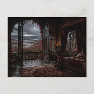 Autumn Gothic Canopy Bedroom Postcard
