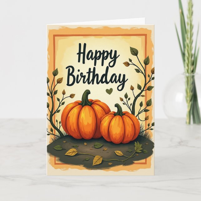 Autumn Gourd Birthday Card (Front)