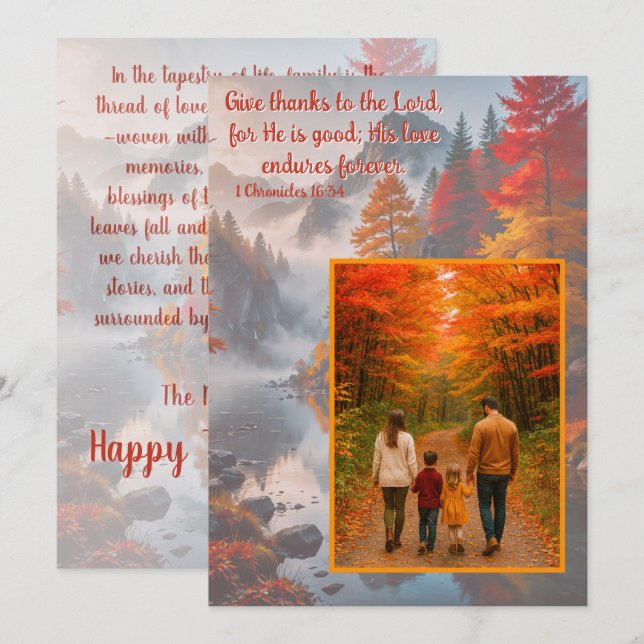 Autumn Grace – Faith & Family Thanksgiving Holiday Card (Front/Back)