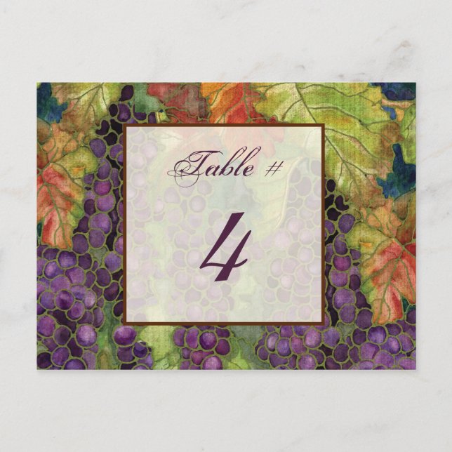 Autumn Grape Leaf Table Number Card (Front)