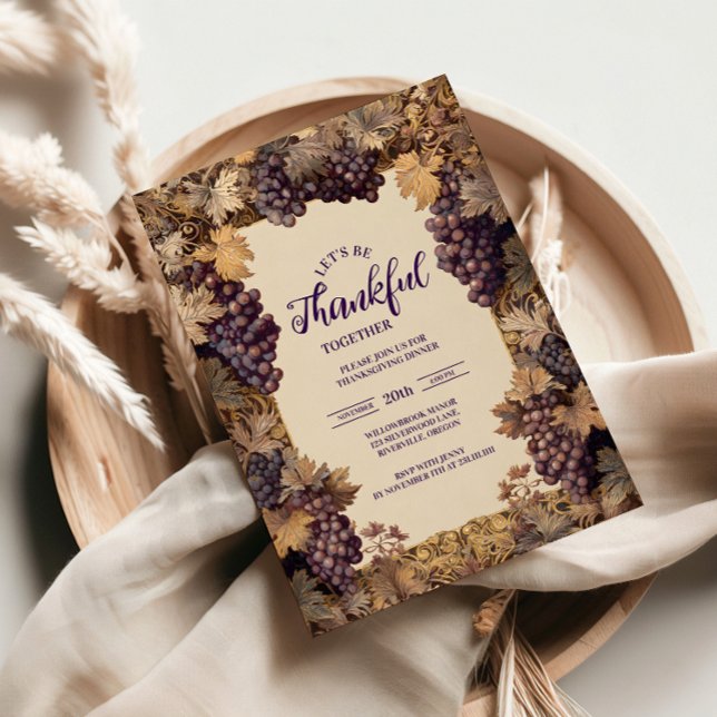 Autumn Grapevine Thanksgiving Celebration Invitation (Creator Uploaded)
