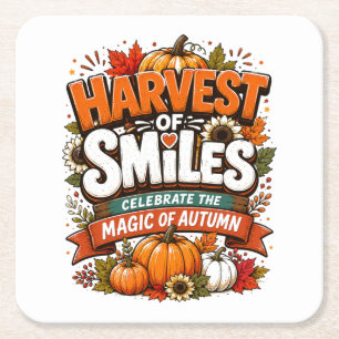 Autumn Graphic Tee Thanksgiving Shirt Cosy Fal Square Paper Coaster