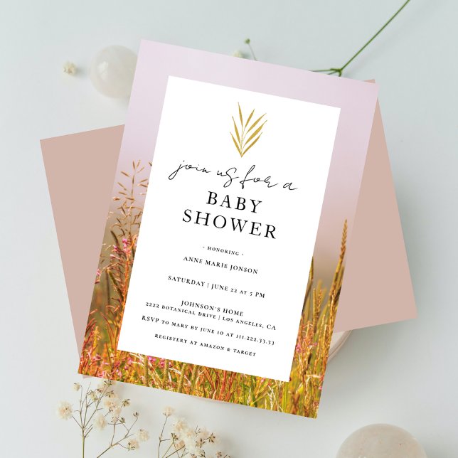 Autumn Grass Meadow Elegant Fall Baby Shower Invitation (Creator Uploaded)