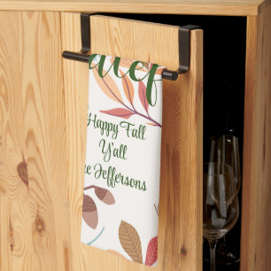Autumn "grateful" Happy Fall Y'all Tea Towel