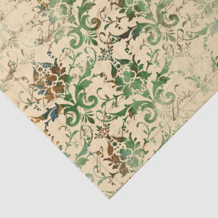 Autumn Green & Beige Ephemera Pattern Tissue Paper