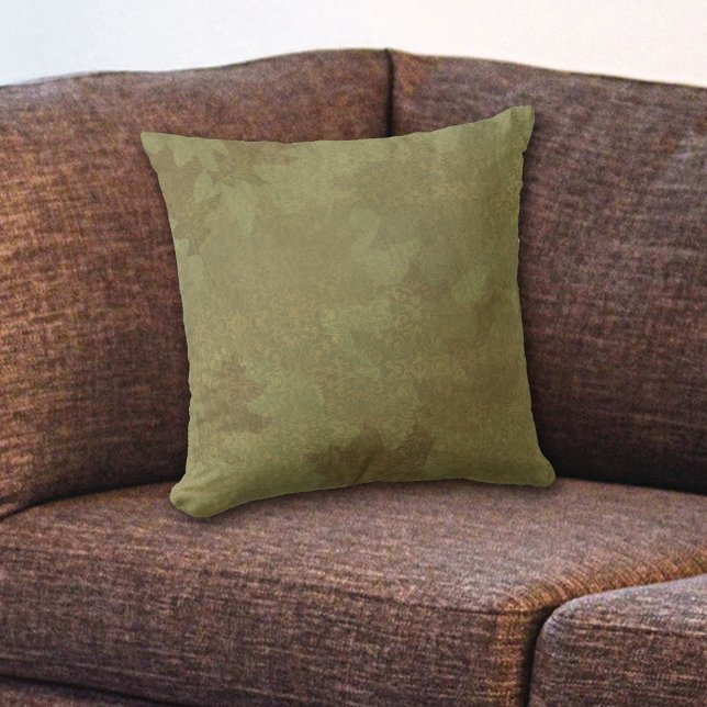 Autumn Green Leaves Damask Cushion (Creator Uploaded)