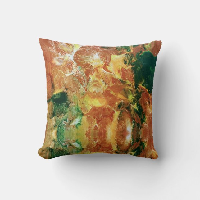 Autumn Green Orange Brown Cushion (Front)