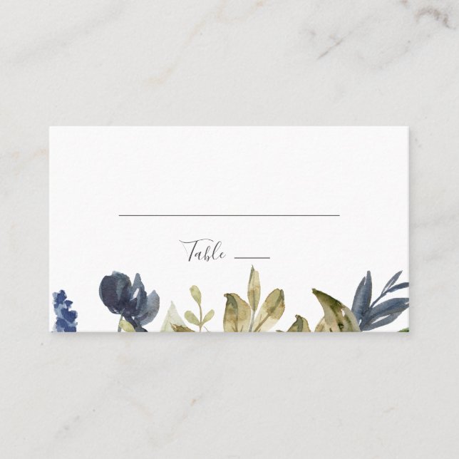 Autumn Greenery Flat Wedding Place Card (Front)