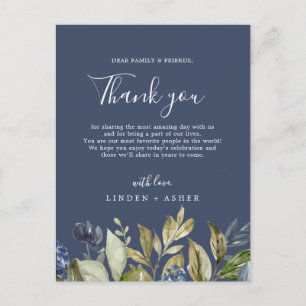Autumn Greenery   Navy Thank You Reception Card