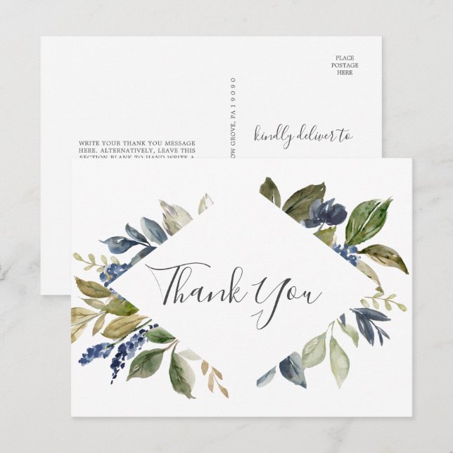 Autumn Greenery Thank You Postcard (Front/Back)