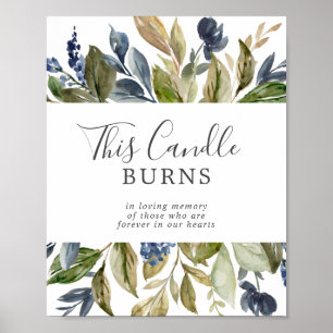 Autumn Greenery This Candle Burns Memorial Sign