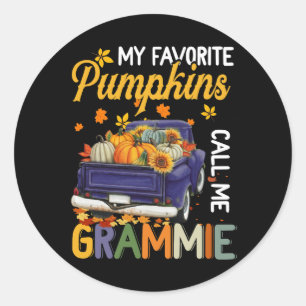 Autumn Halloween Fall My Favourite Pumpkin Call Me Classic Round Sticker