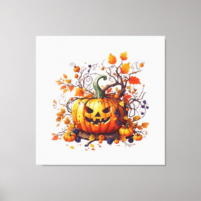 autumn Halloween funny pumpkin Canvas Print (Front)
