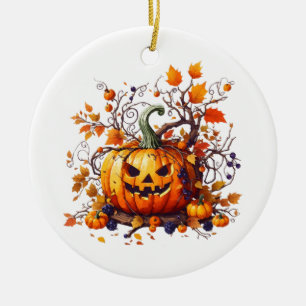 autumn Halloween funny pumpkin Ceramic Tree Decoration