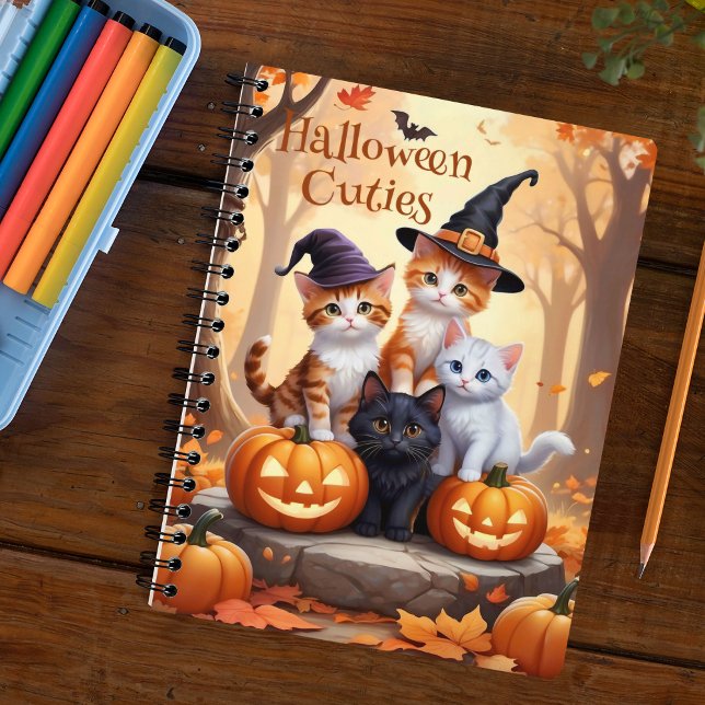 Autumn Halloween Kittens in Costumes Pumpkins  Notebook (Creator Uploaded)