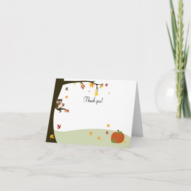 Autumn Halloween Owl Thank you Note (Front)