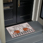 Autumn Halloween Pumpkin Monogram Doormat<br><div class="desc">I'm Plaid to be a  Pumpkin Collection
Welcome your guest this Autumn with 
this cute Door rug. Sure to make the kids smile, 
Featuring Buffalo Plaid Pumpkins.
Rustic Farmhouse Fall</div>
