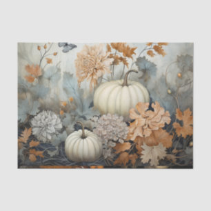 Autumn Halloween Pumpkin with Flowers Decoupage Tissue Paper