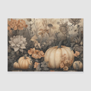 Autumn Halloween Pumpkin with Flowers Decoupage Tissue Paper
