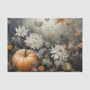 Autumn Halloween Pumpkin with Flowers Decoupage Tissue Paper