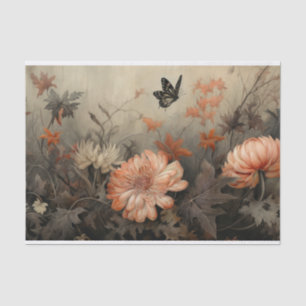 Autumn Halloween Pumpkin with Flowers Decoupage Tissue Paper