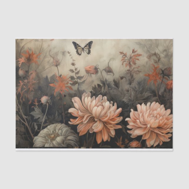 Autumn Halloween Pumpkin with Flowers Decoupage Tissue Paper (Front)