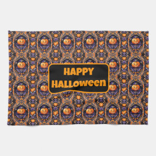Autumn Halloween Trendy Pumpkin Collection Tea Towel