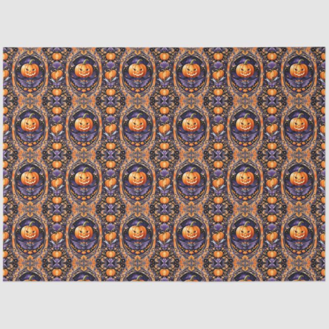 Autumn Halloween Trendy Pumpkin Collection Tissue Paper (Front)
