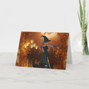 Autumn Halloween Witch Card