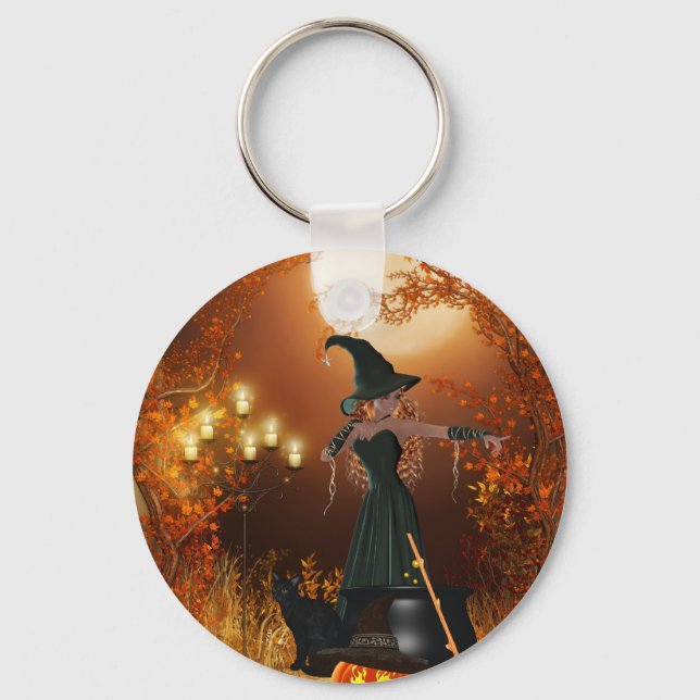 Autumn Halloween Witch Key Ring (Front)