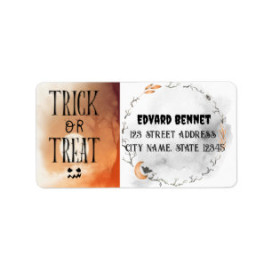 Autumn Hallowen Moon Bat Ghost  Label