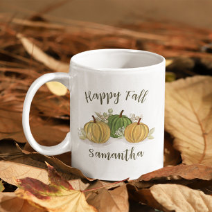 Autumn Happy Fall Watercolor Personalised Coffee Mug