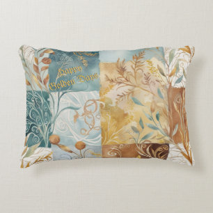 Autumn Happy Golden Days Abstract Brown Hues Text Decorative Cushion