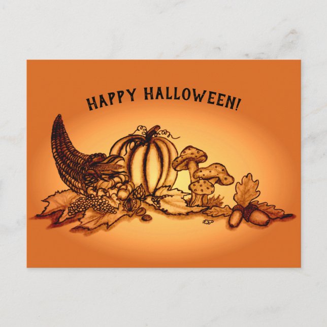 Autumn , Happy Halloween! Postcard (Front)