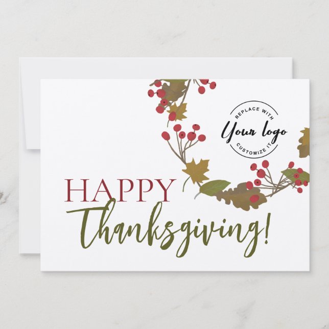 Autumn Happy Thanksgiving Custom logo rustic Card (Front)