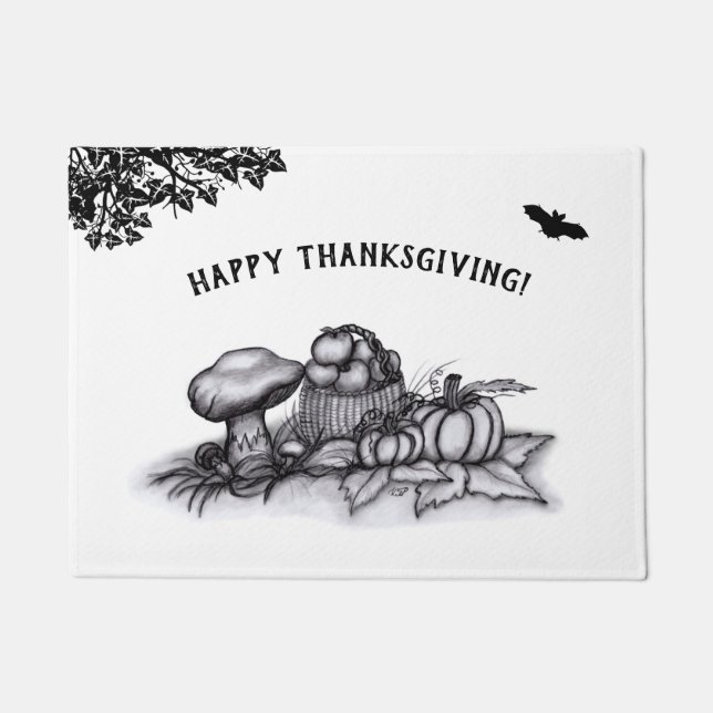 Autumn , Happy Thanksgiving! Doormat (Front)