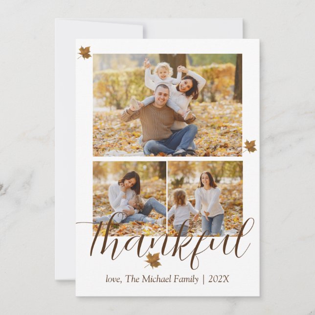  autumn happy thanksgiving | Family photo Collage Holiday Card (Front)