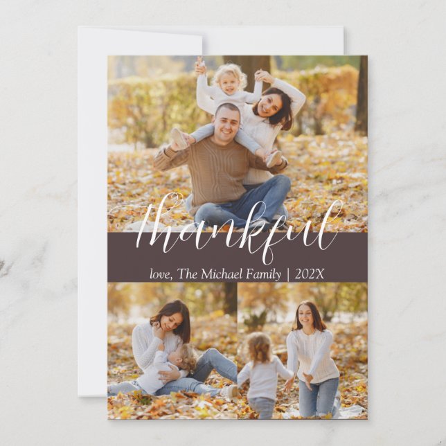  autumn happy thanksgiving | Family photo Collage Holiday Card (Front)
