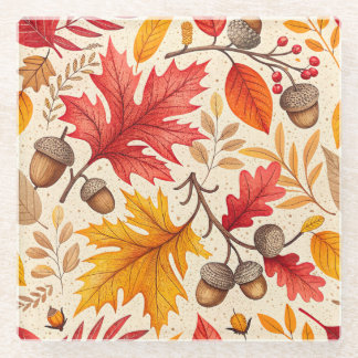 Autumn Harmony: A Colourful Fall Pattern Glass Coaster