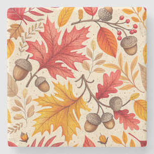Autumn Harmony: A Colourful Fall Pattern Stone Coaster