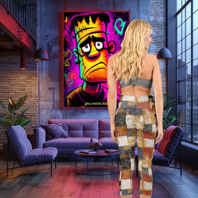 Autumn Harmony: Warm Patchwork Floral Pattern Capri Leggings (Creator Uploaded)