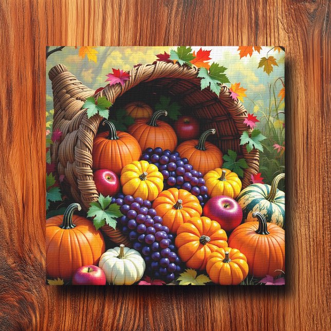 Autumn Harvest and Blessings Cornucopia  Canvas Print (Creator Uploaded)