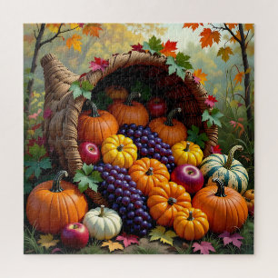 Autumn Harvest and Blessings Cornucopia Jigsaw Puzzle