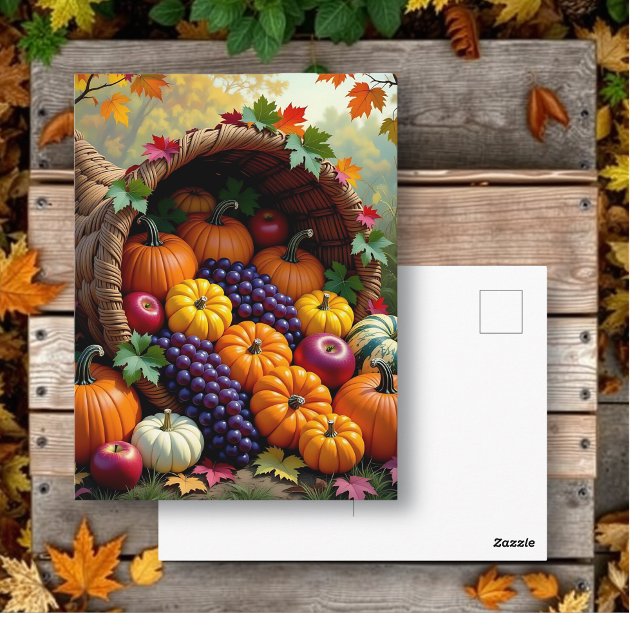Autumn Harvest and Blessings Cornucopia  Postcard (Creator Uploaded)