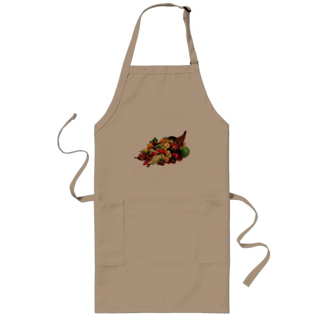 Autumn Harvest Cornucopia Horn of Plenty Fall Long Apron (Front)