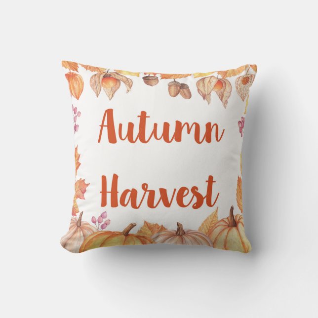Autumn Harvest Fall Home Decor Throw Pillow  (Front)