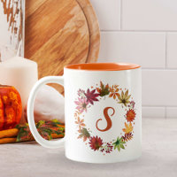 Autumn Harvest Falling Leaves Monogram 