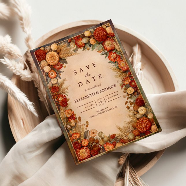 Autumn Harvest Floral Wedding Save The Date (Creator Uploaded)
