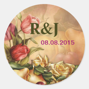 Autumn Harvest Flowers Fruits Fall thanksgiving Classic Round Sticker